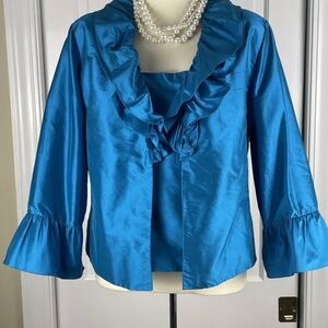 Frascara Trophy Jacket Camisole Turquoise Size 12 Cocktail 2 Piece Vintage